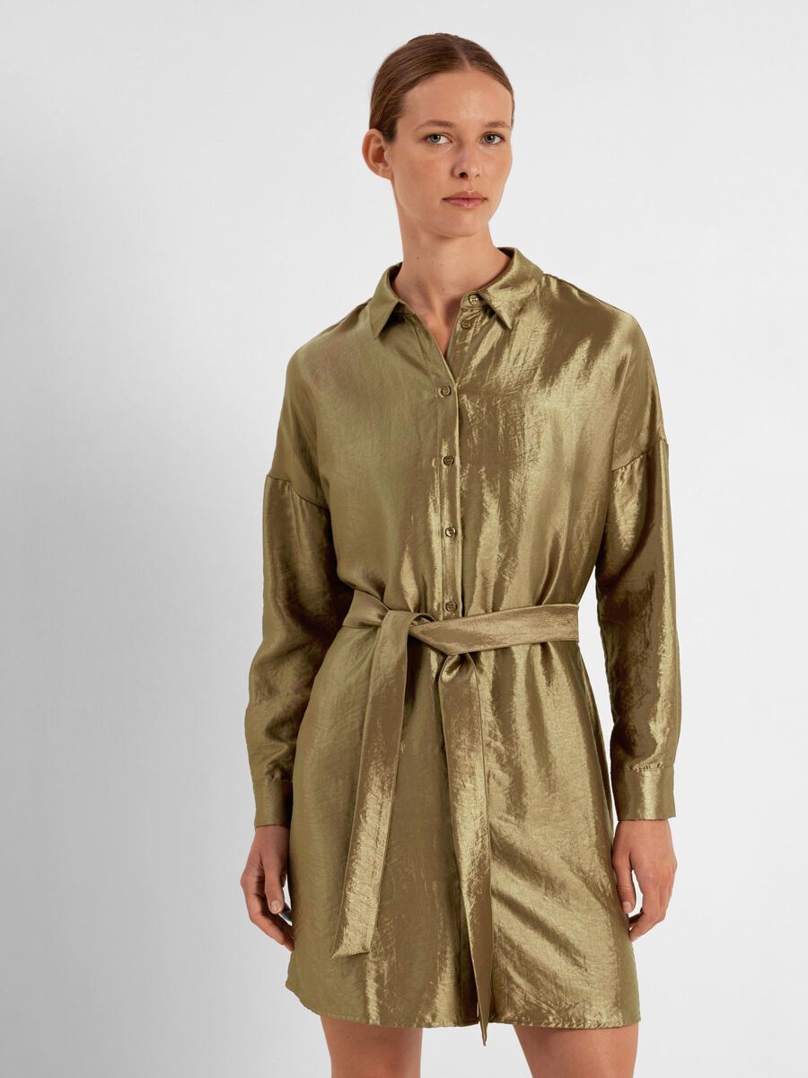 zara gold shirt dress