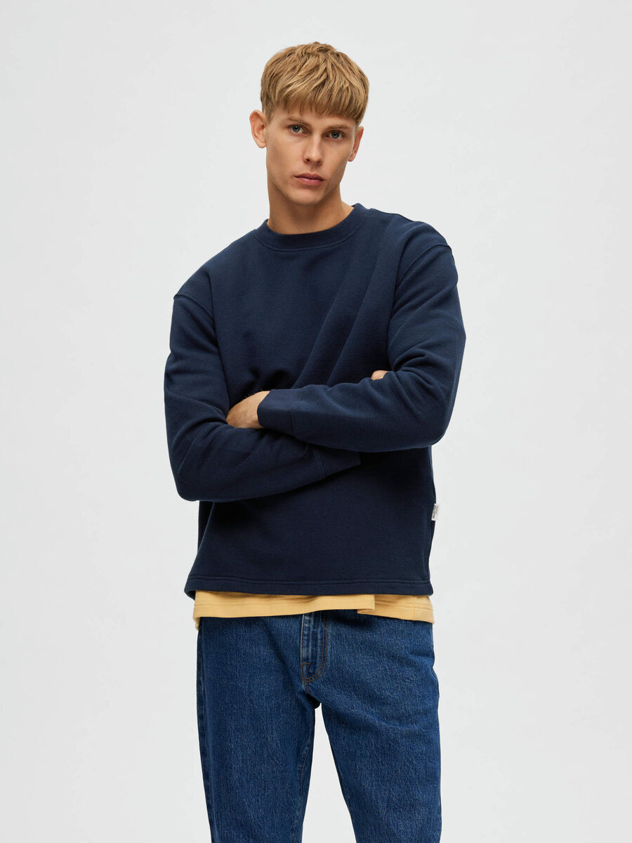 Selected GEBREIDE SWEATSHIRT, Sky Captain, highres - 16088528_SkyCaptain_003.jpg