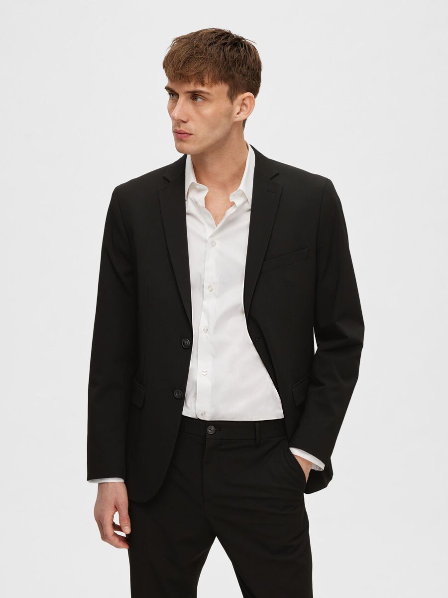 Selected VISCOSE BLEND SLIM FIT BLAZER, Black, highres - 16087824_Black_003.jpg