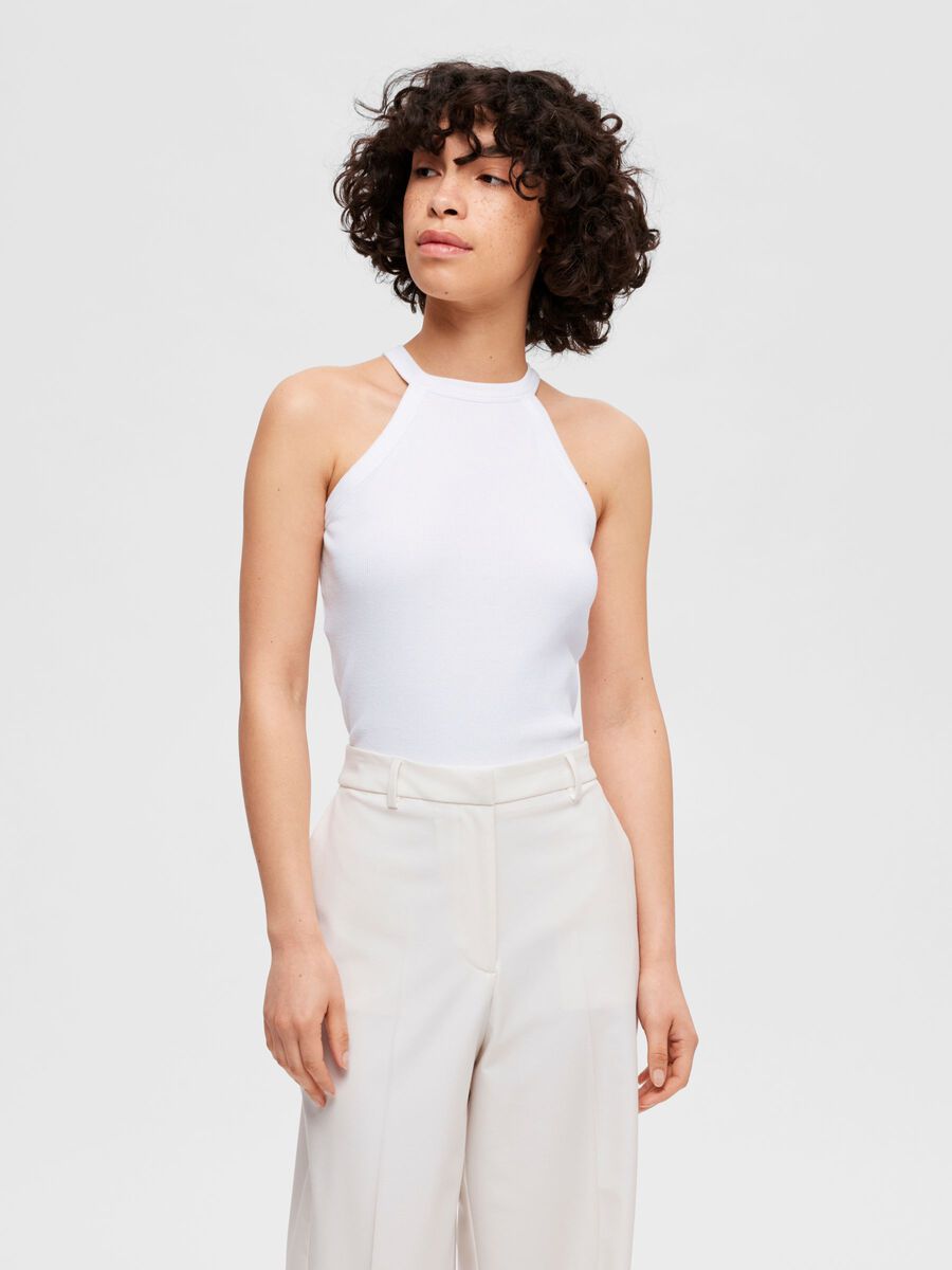 Selected SLEEVELESS RIB - TOP, Bright White, highres - 16073394_BrightWhite_003.jpg