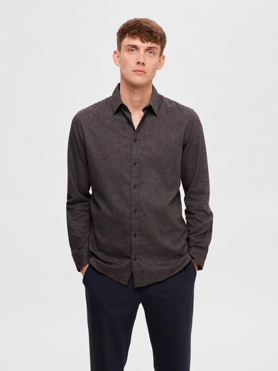 Selected FLANNEL SHIRT, Steel Gray, highres - 16091358_SteelGray_1058517_003.jpg