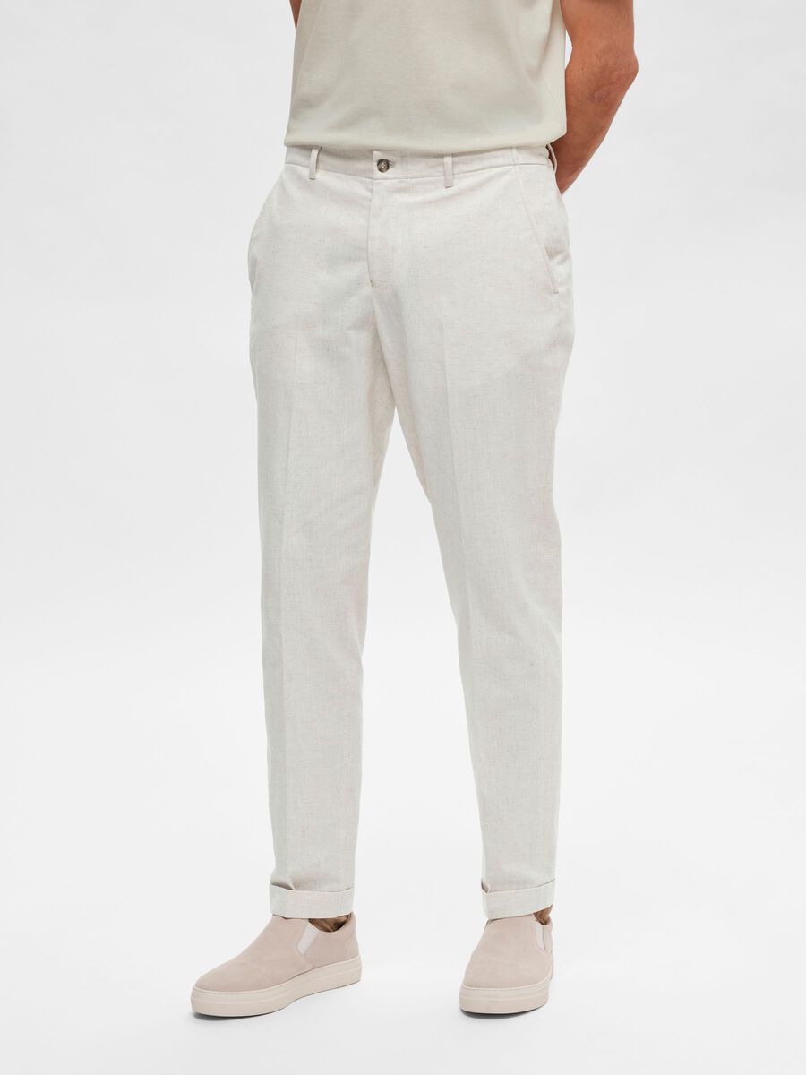Selected LOOSE FIT TAPERED TROUSERS, Bone White, highres - 16082851_BoneWhite_003.jpg