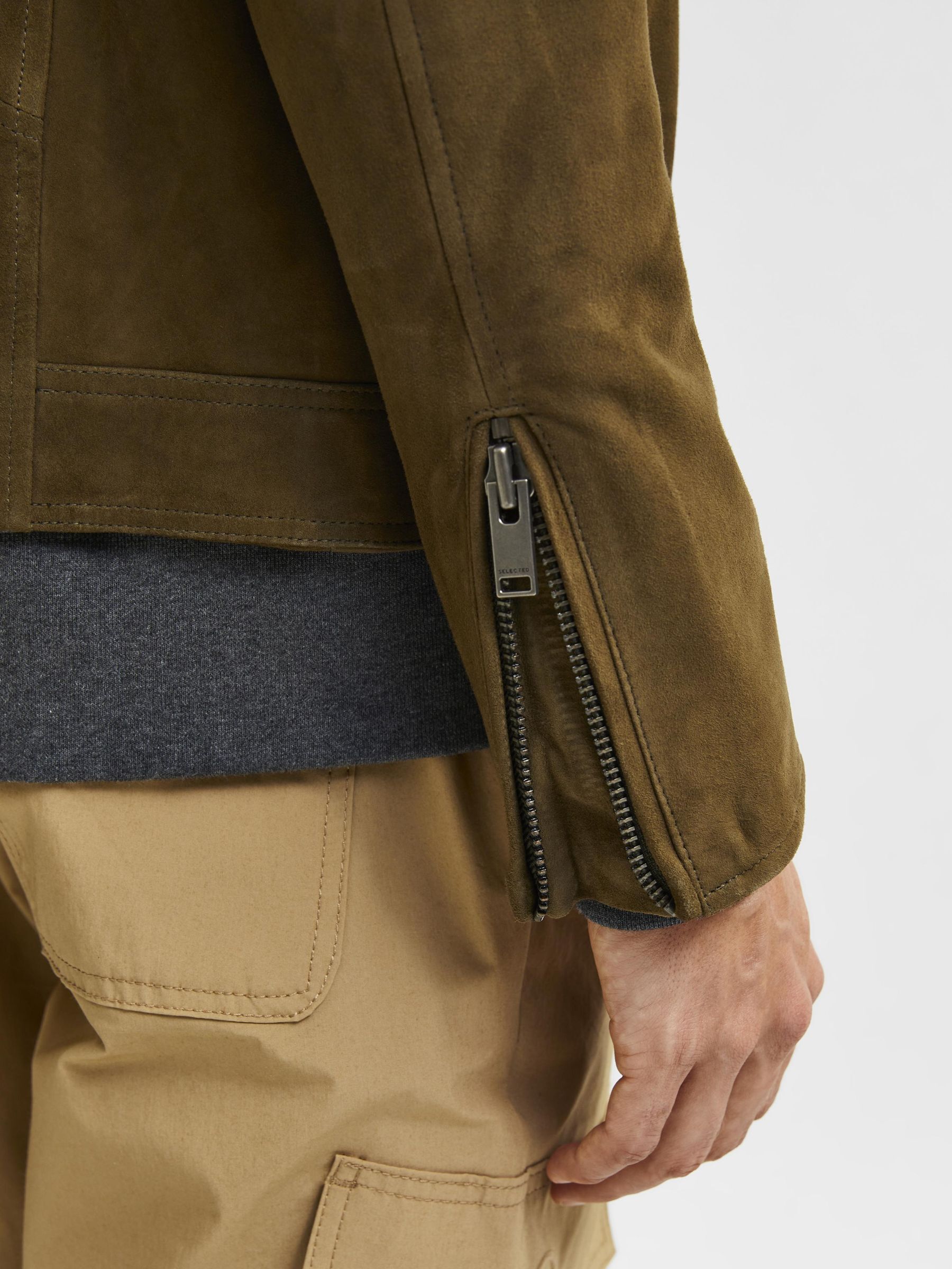 Selected homme discount suede racer jacket