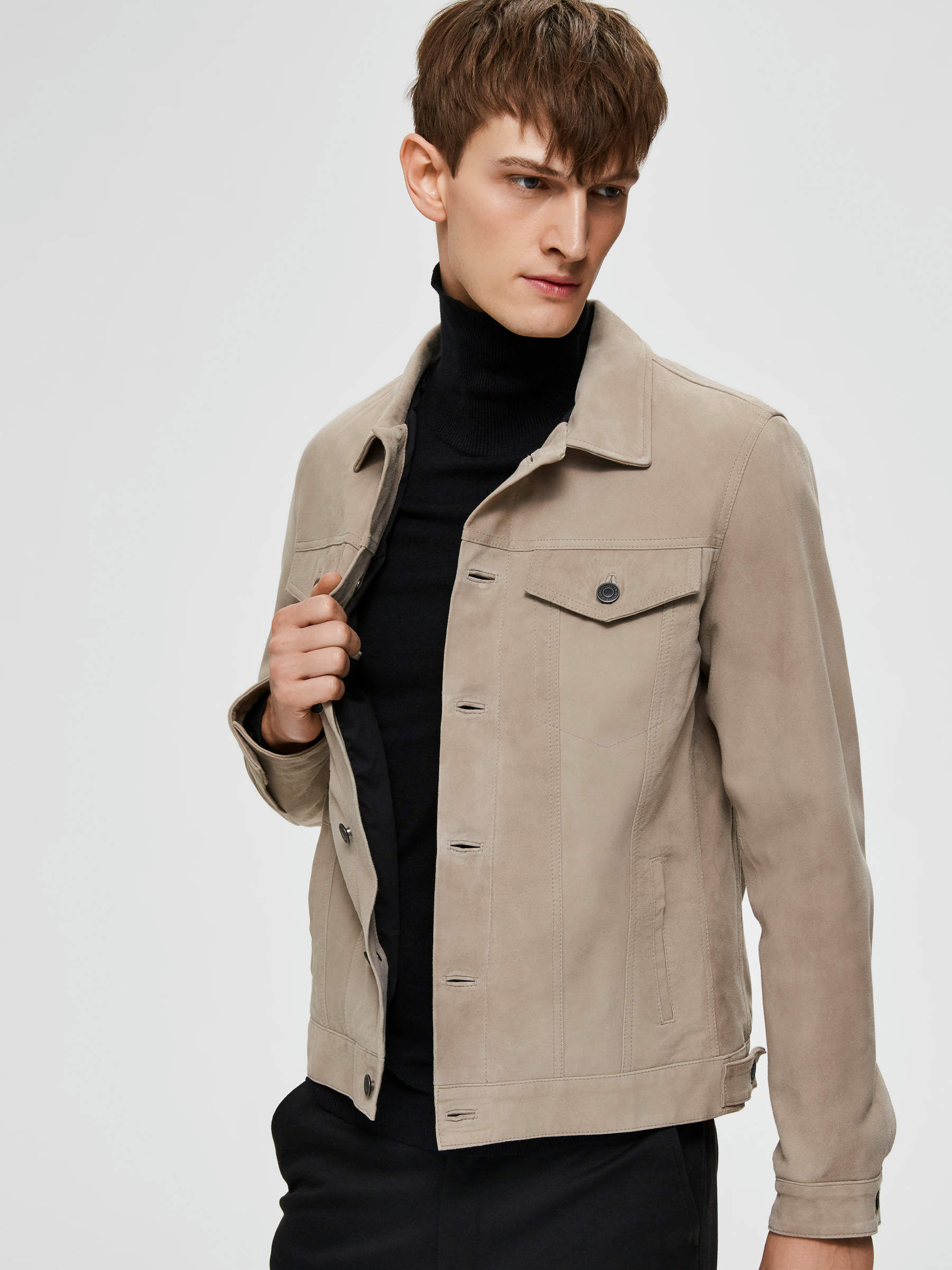 Khaki suede biker jacket new arrivals
