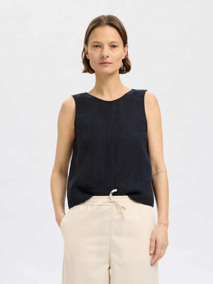 Selected 100% LEINEN WENDBARES TOP, Black, highres - 16097879_Black_003.jpg