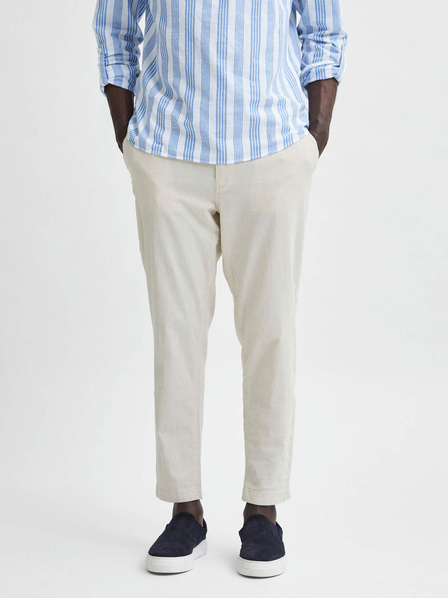 Selected SLIM TAPERED FIT LINEN BLEND TROUSERS, Safari, highres - 16080298_Safari_003.jpg