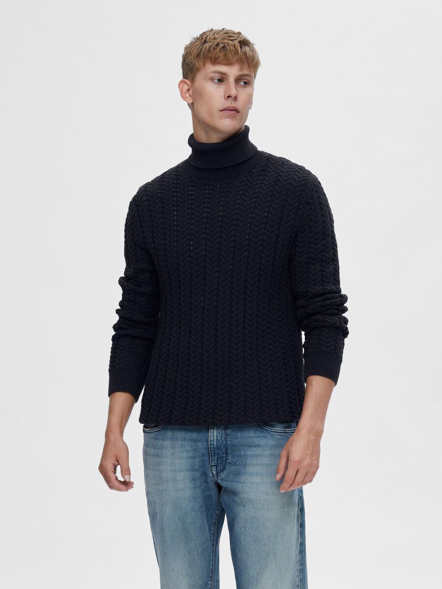 Selected CABLE-KNIT ROLL NECK PULLOVER, Sky Captain, highres - 16090707_SkyCaptain_003.jpg