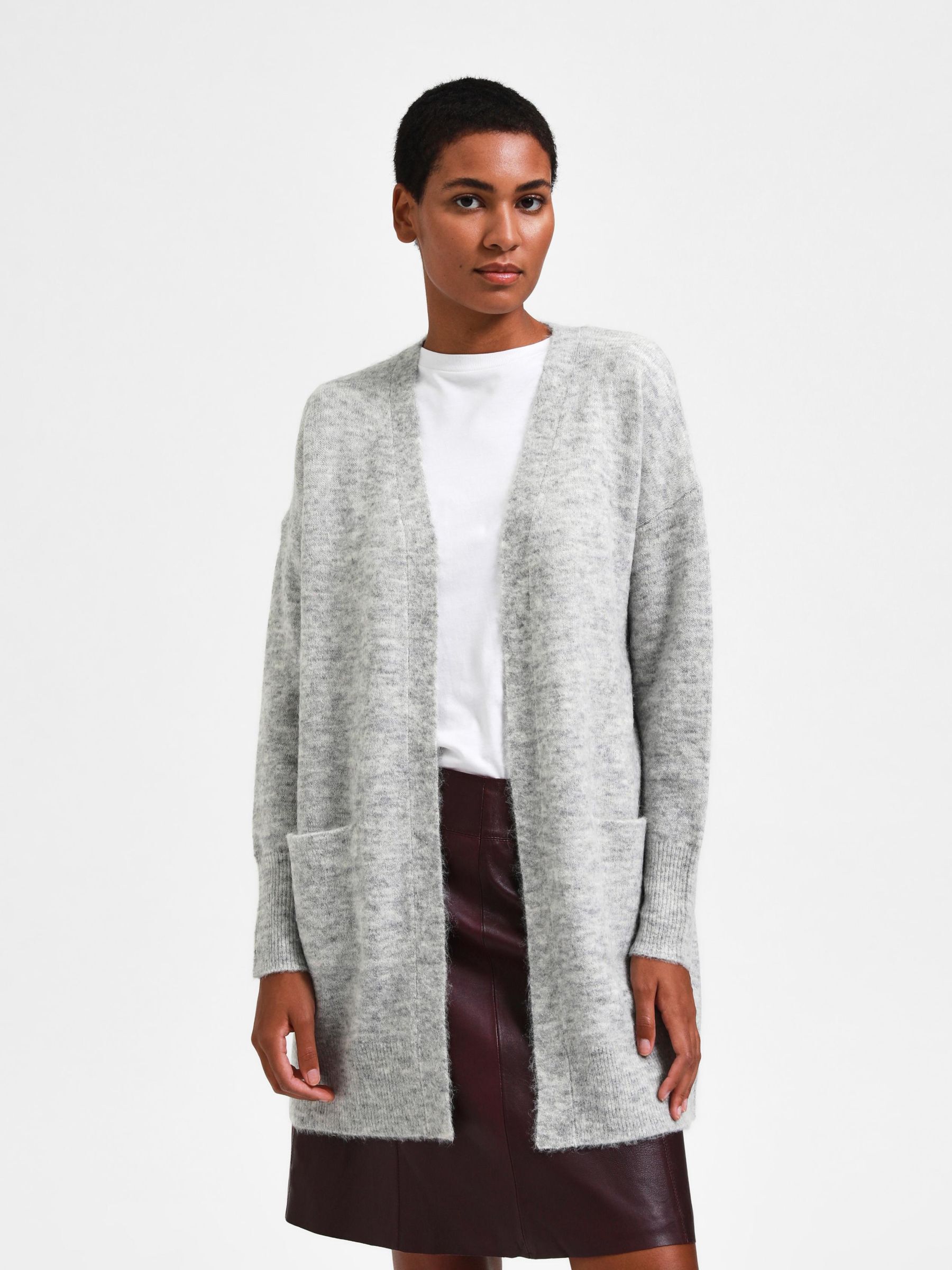 Grey ALPACA WOOL BLEND CARDIGAN | Selected®