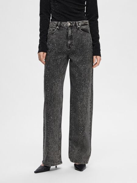 Selected RHINESTONE WIDE FIT JEANS, Dark Grey Denim, highres - 16093527_DarkGreyDenim_1100133_003.jpg
