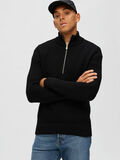 Selected RIBSTRIKKET HALF-ZIP PULLOVER, Black, highres - 16089102_Black_008.jpg