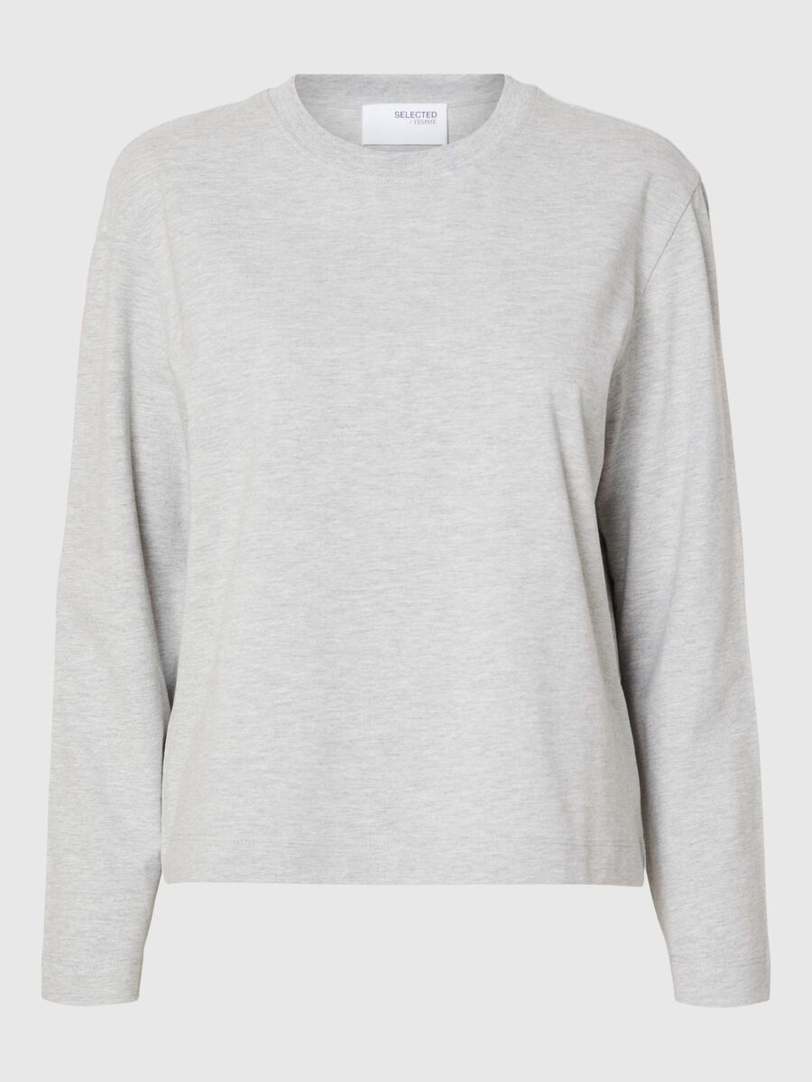 Selected LONG-SLEEVED BOXY T-SHIRT, Light Grey Melange, highres - 16092523_LightGreyMelange_001.jpg