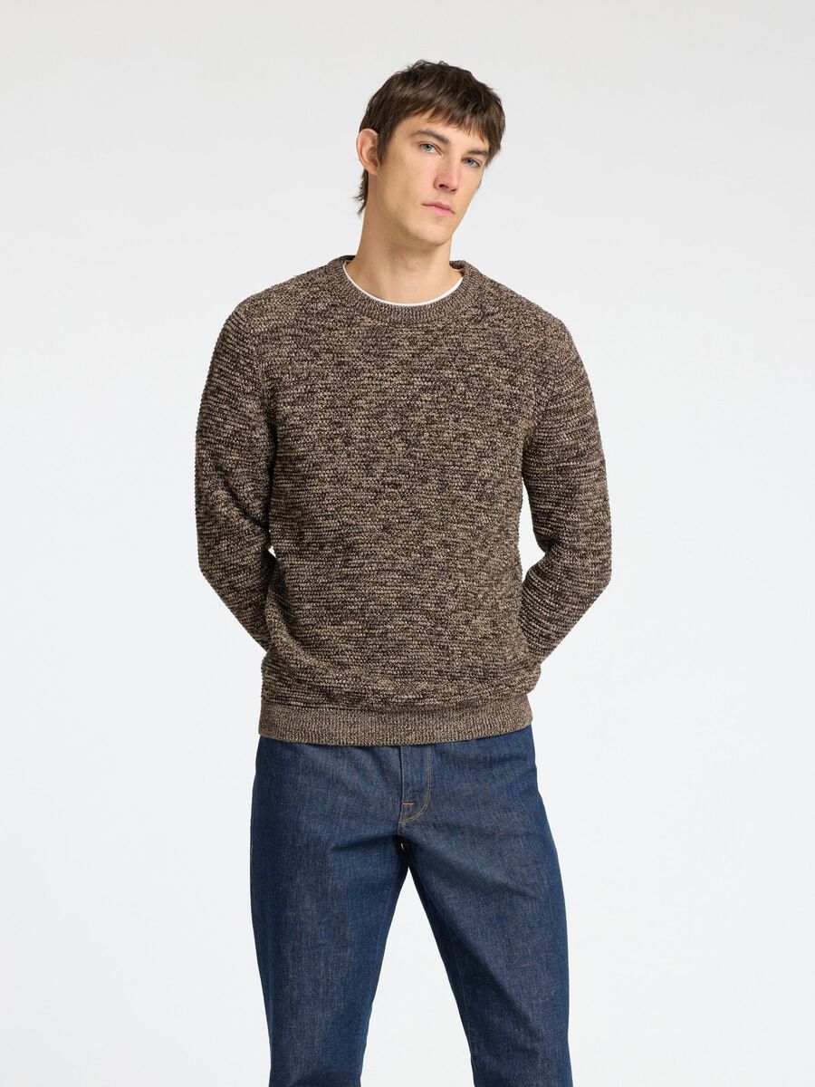 Selected RUNDHALSAUSSCHNITT STRICKPULLOVER, Chocolate Torte, highres - 16059390_ChocolateTorte_1114019_003.jpg