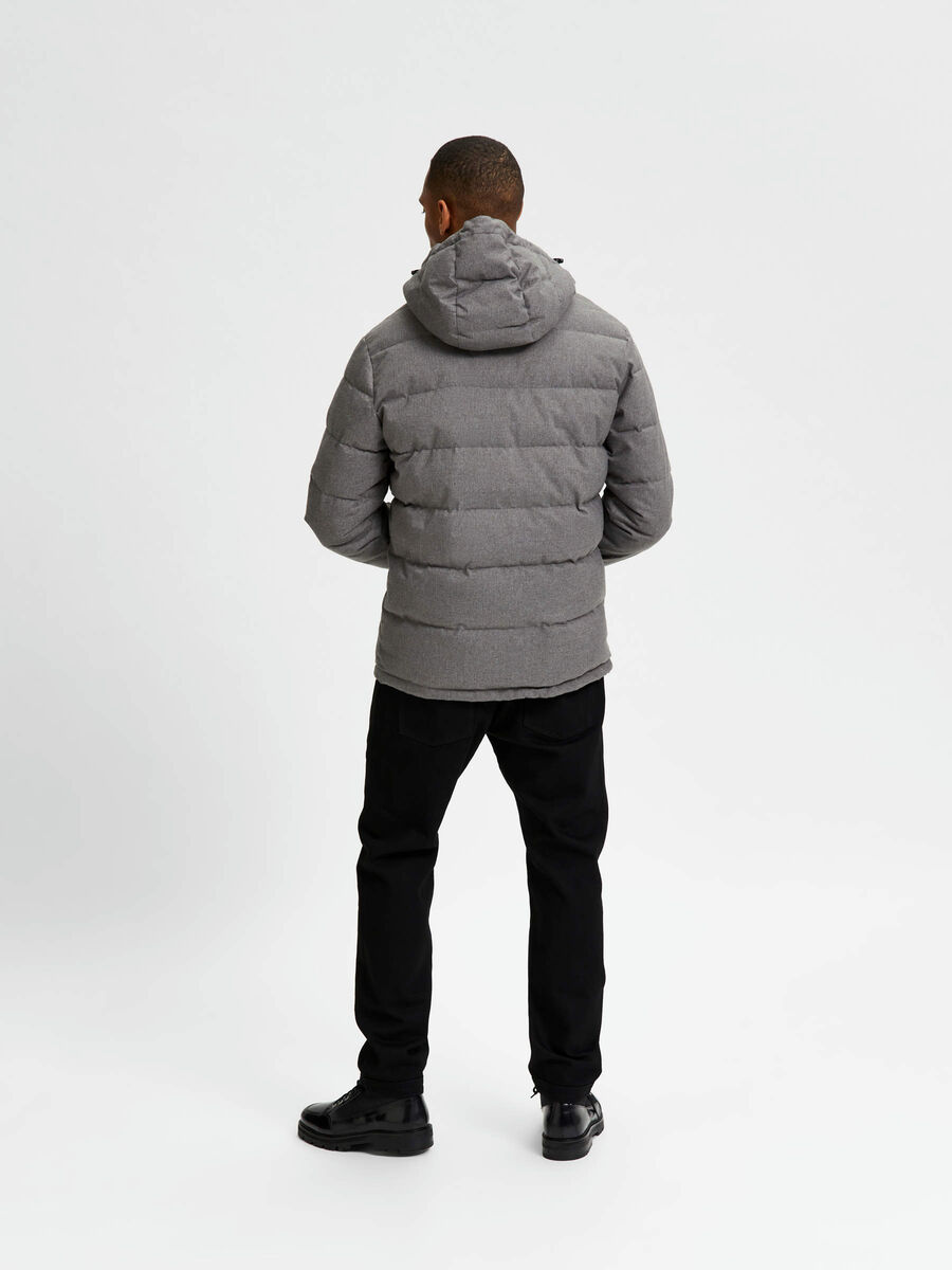 Selected HOODED PUFFER JACKET, Medium Grey Melange, highres - 16077637_MediumGreyMelange_004.jpg