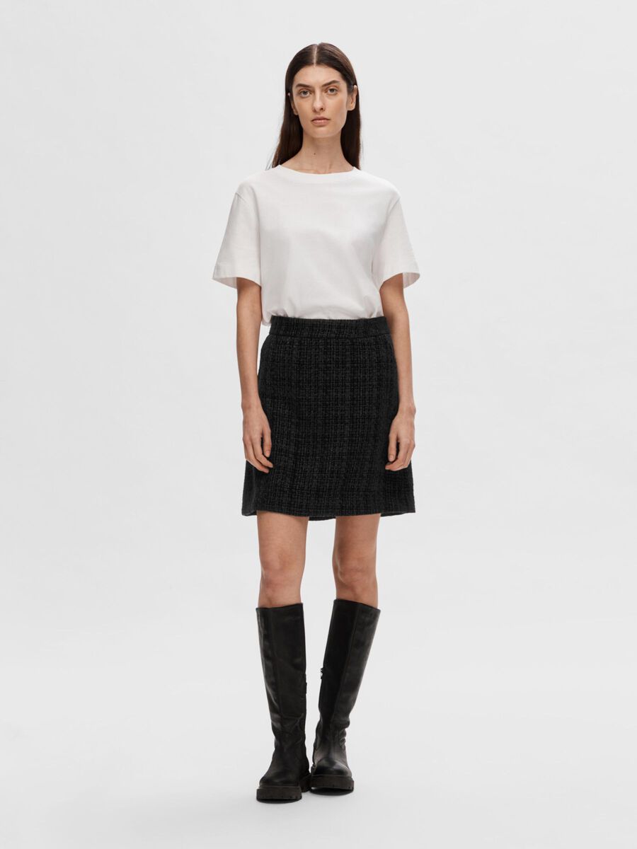 Selected BOUCLE MINI SKIRT, Black, highres - 16095635_Black_005.jpg