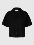 Selected LINEN BLEND SHORT SLEEVED SHIRT, Black, highres - 16097922_Black_001.jpg