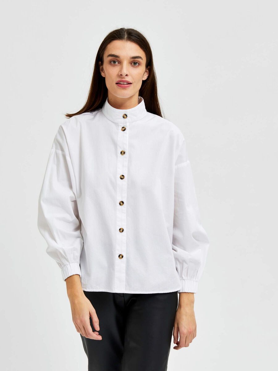 Selected HIGH COLLAR SHIRT, Bright White, highres - 16082889_BrightWhite_003.jpg