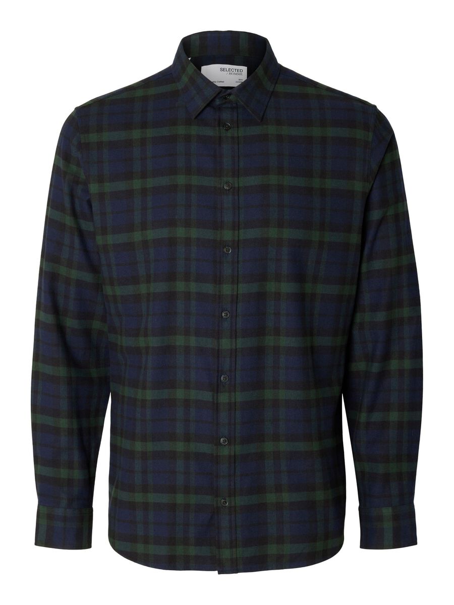 Selected FLANNEL SHIRT, Dark Navy, highres - 16091358_DarkNavy_1058515_001.jpg