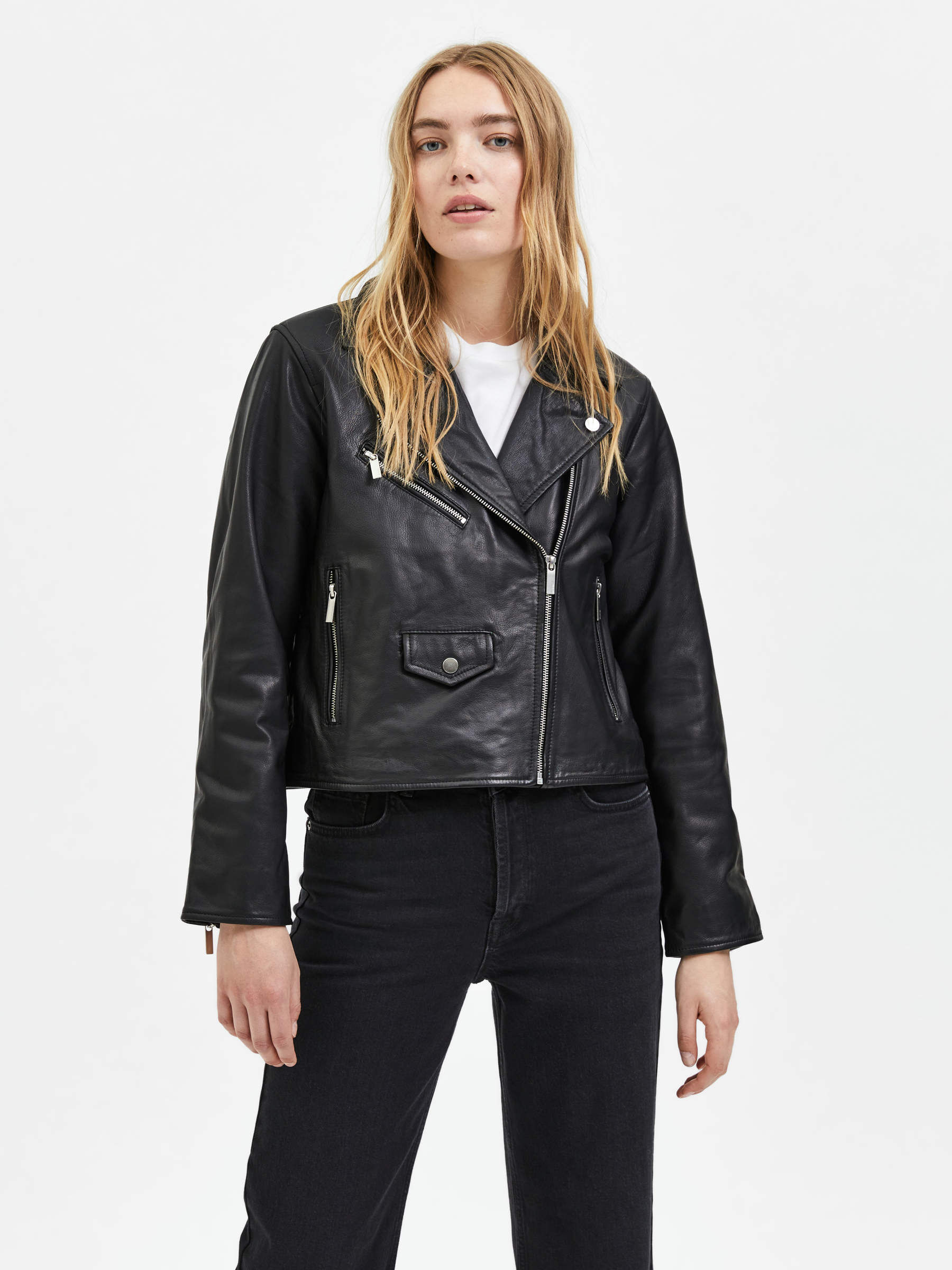 Selected femme marlen leather jacket hotsell