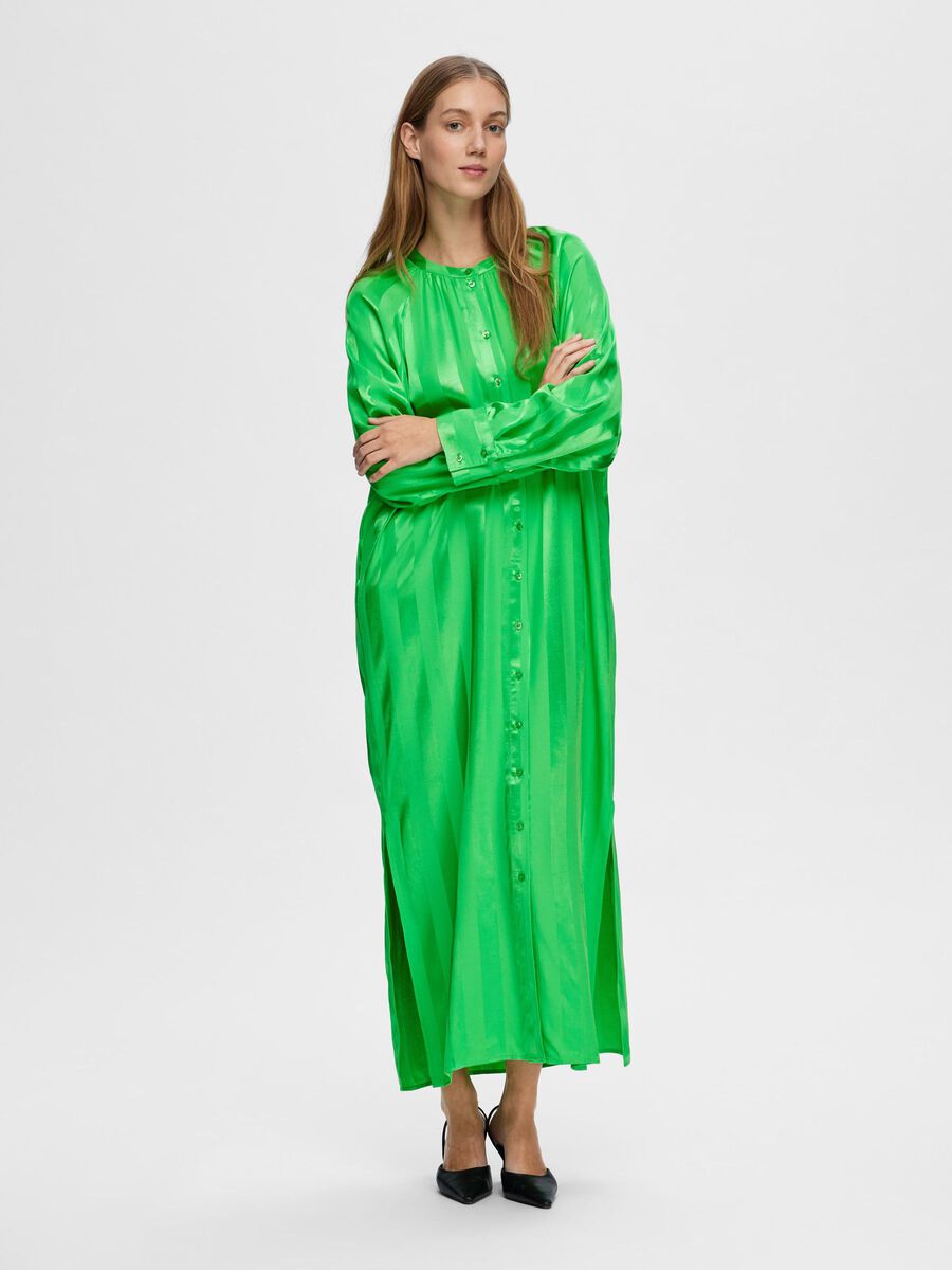 Selected SATIN SHIRT DRESS, Classic Green, highres - 16092334_ClassicGreen_003.jpg