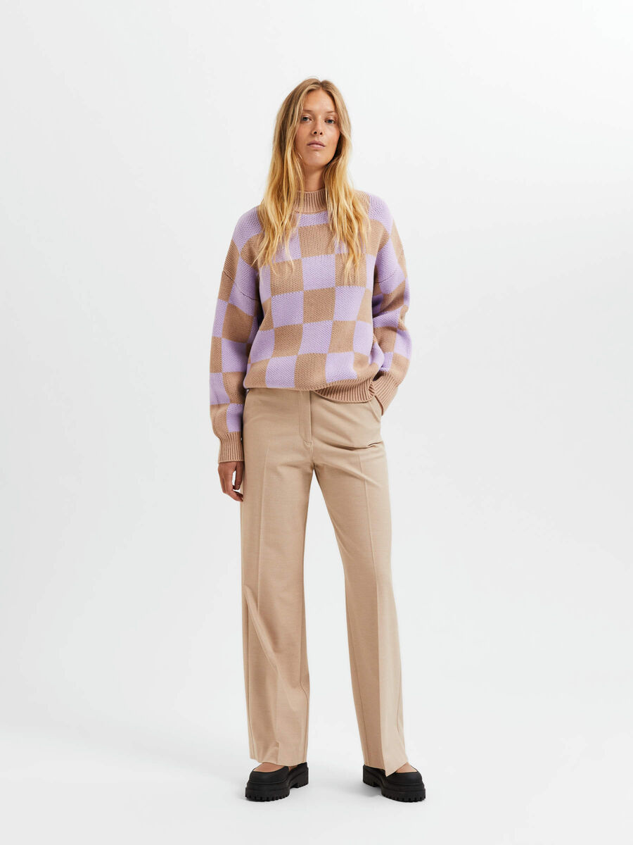 Selected CHECKED JUMPER, Warm Taupe, highres - 16088415_WarmTaupe_1019641_005.jpg