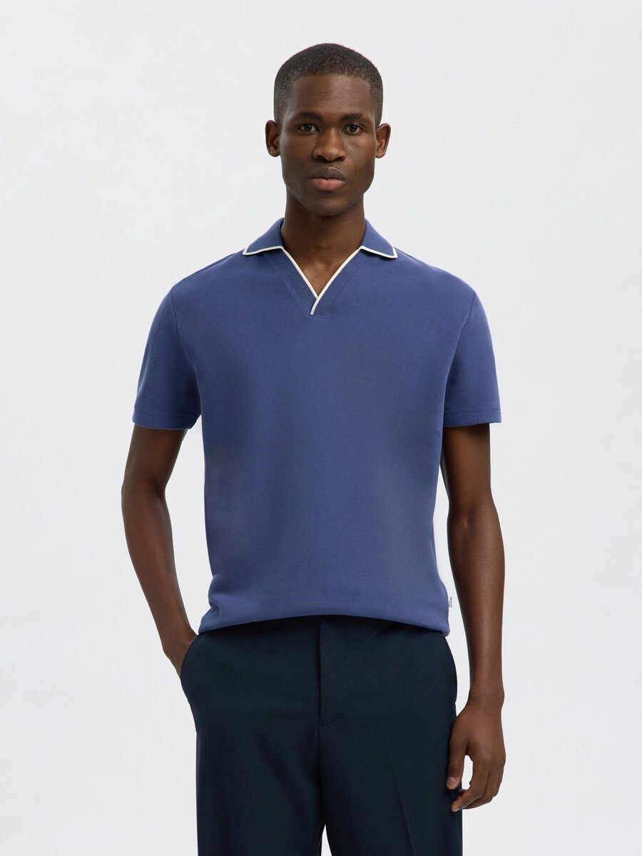 Selected BAUMWOLLMIX V-AUSSCHNITT POLO SHIRT, Oceana, highres - 16096777_Oceana_003.jpg