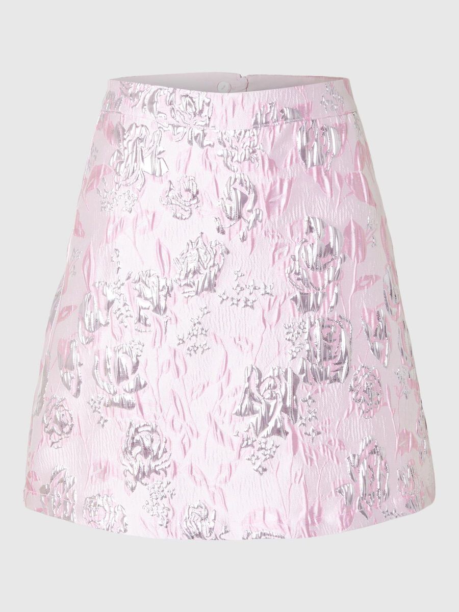 Selected FLORAL  JACQUARD MINI SKIRT, Cradle Pink, highres - 16096042_CradlePink_001.jpg