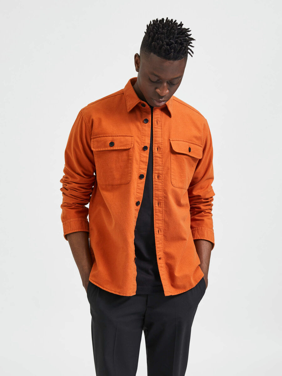 Selected COTTON OVERSHIRT, Bombay Brown, highres - 16086545_BombayBrown_003.jpg