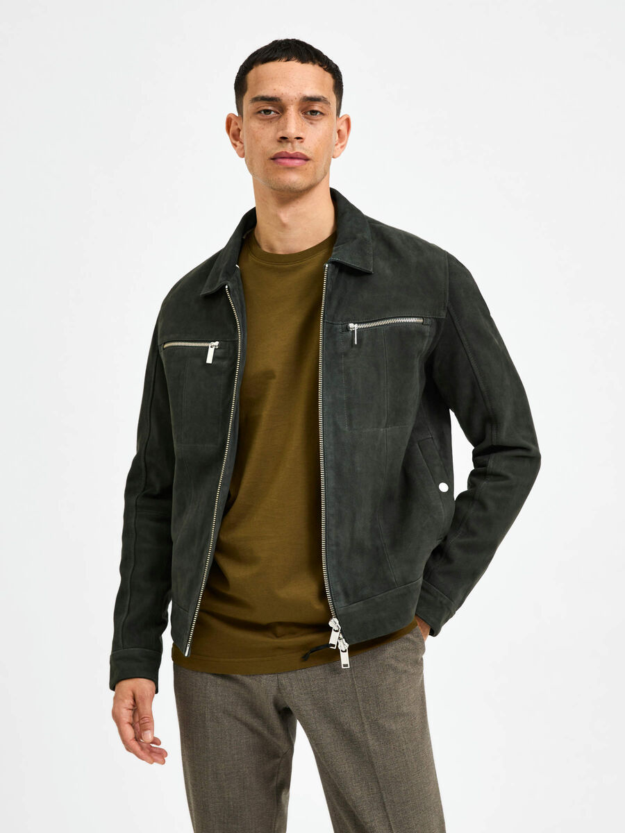 Selected SUEDE JACKET, Peat, highres - 16085744_Peat_003.jpg
