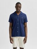 Selected DOBBY CUBAN COLLAR SHIRT, Dark Blue, highres - 16078969_DarkBlue_841996_003.jpg