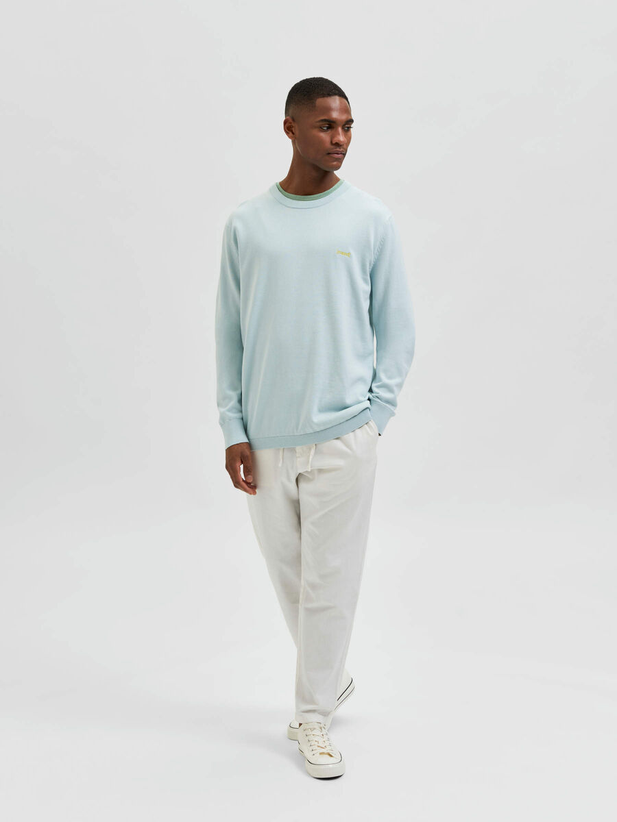 Selected LONG SLEEVED KNITTED PULLOVER, Pastel Blue, highres - 16083961_PastelBlue_005.jpg