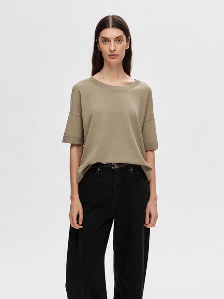 Selected KNITTED T-SHIRT, Greige, highres - 16065731_Greige_003.jpg