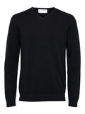 Selected PIMA COTTON V-NECK JUMPER, Black, highres - 16074683_Black_001.jpg