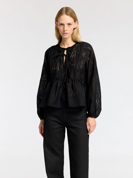 Selected KNYTNING FRAM LÅNGÄRMAD BLUS, Black, highres - 16095927_Black_003.jpg