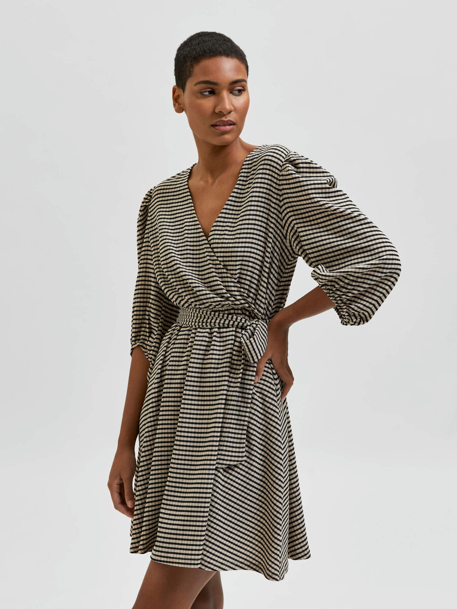 Selected STRIPED WRAP DRESS, Black, highres - 16083682_Black_916951_003.jpg