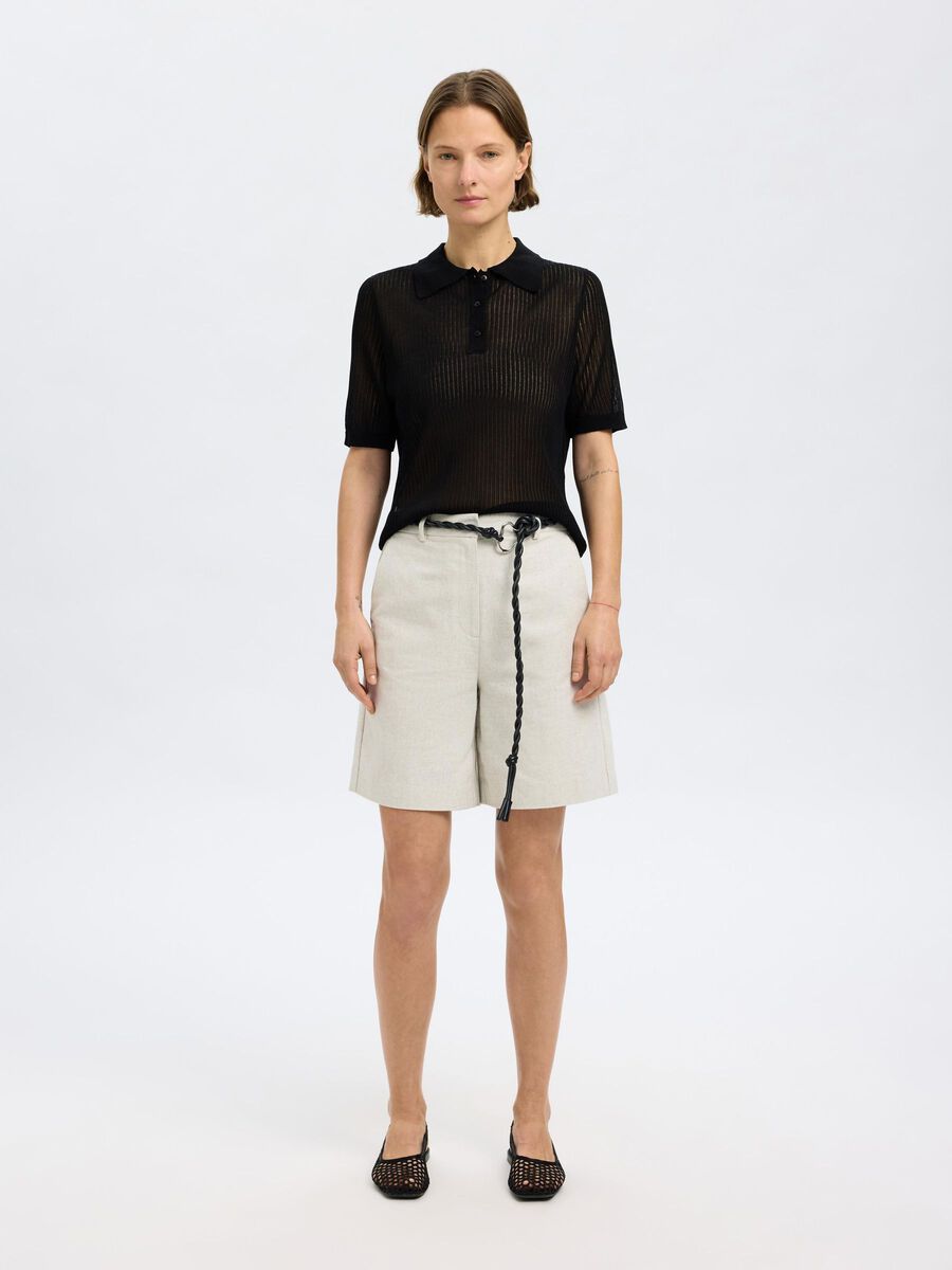 Selected SHORT SLEEVED KNITTED POLO SHIRT, Black, highres - 16097552_Black_005.jpg