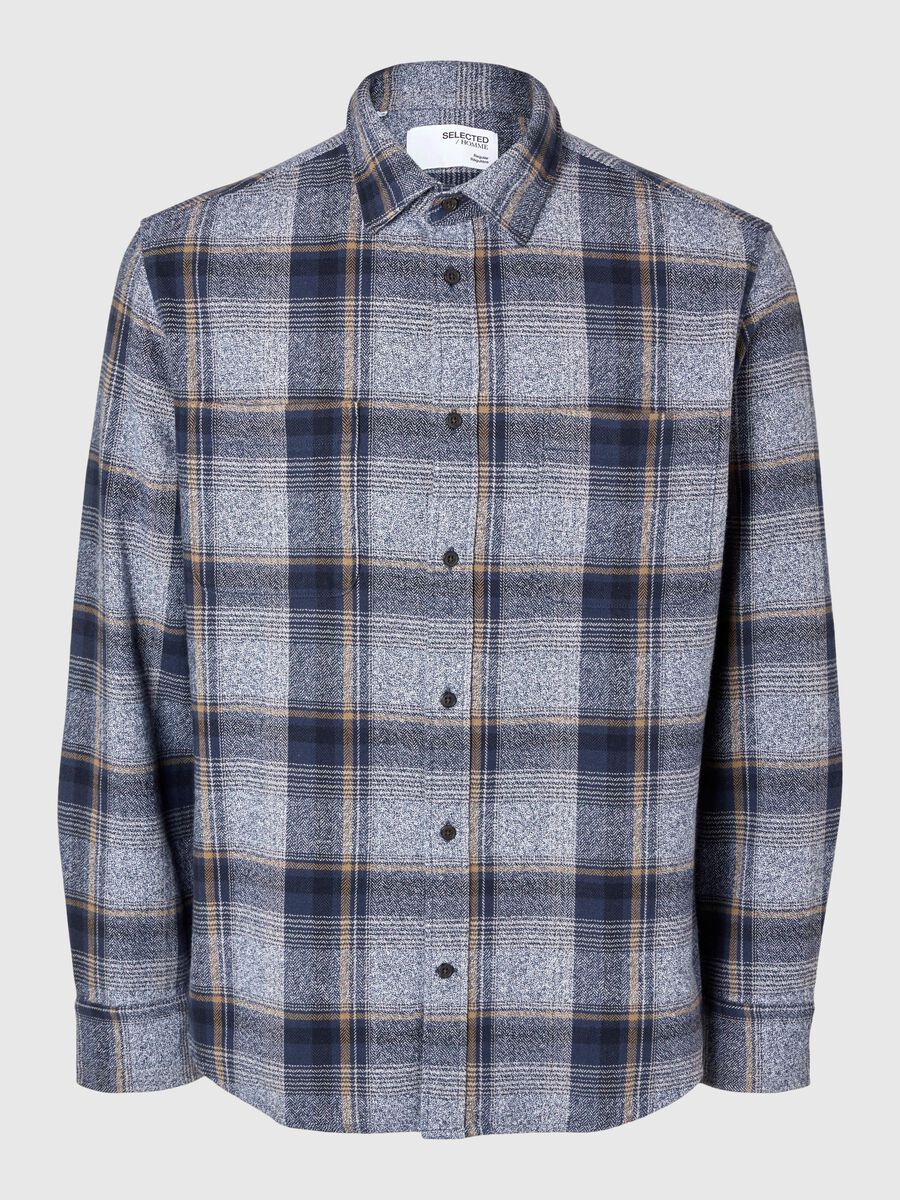 Selected 100% COTTON FLANNEL SHIRT, Sky Captain, highres - 16094899_SkyCaptain_1126863_001.jpg