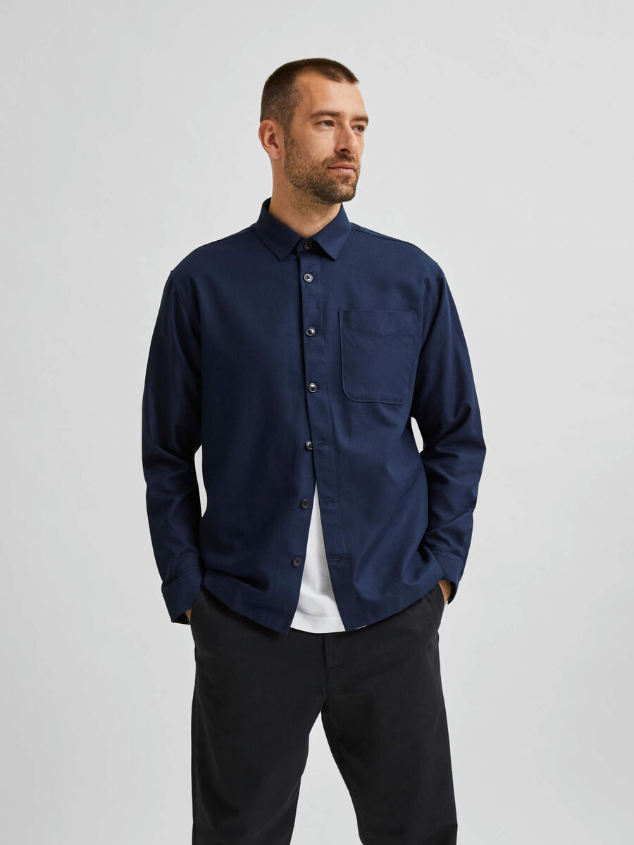 Selected SKINNENDE SLIDSTÆRK BOMULD OVER SKJORTE, Navy Blazer, highres - 16080202_NavyBlazer_003.jpg