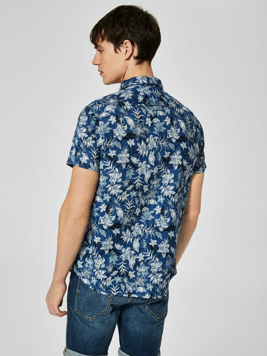 Selected PRINTED - SHORT SLEEVED SHIRT, Estate Blue, highres - 16061599_EstateBlue_613038_004.jpg