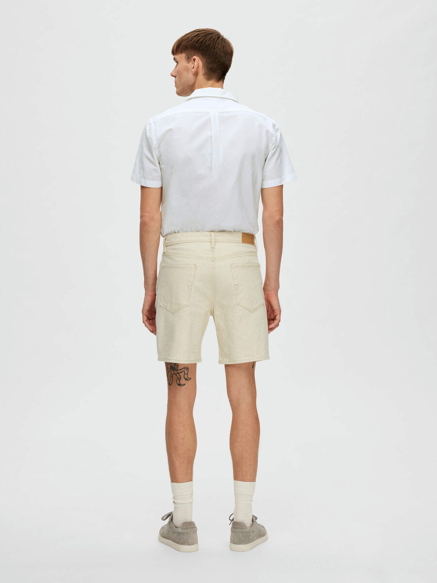 Selected SLIM FIT SHORTS, Ecru, highres - 16088049_Ecru_004.jpg