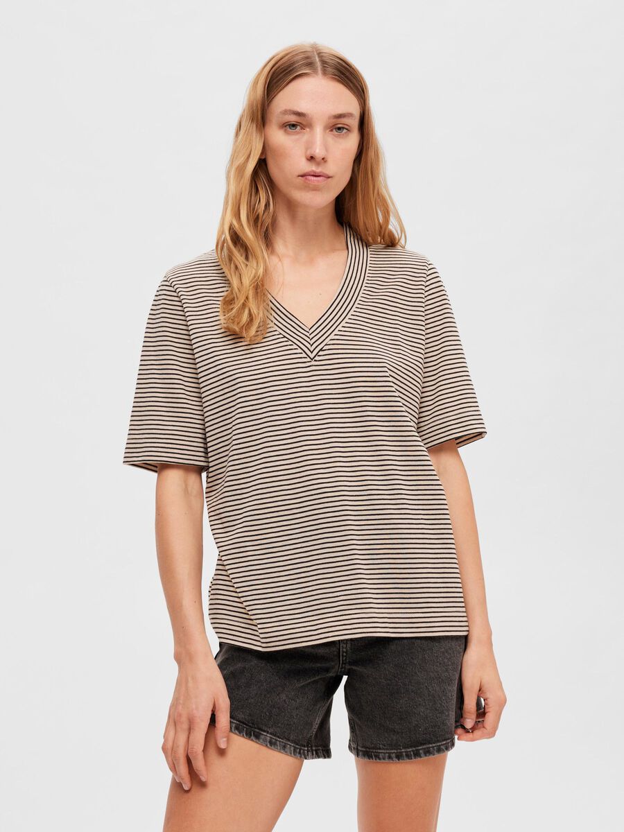 Selected STRIPED T-SHIRT, Sandshell, highres - 16084766_Sandshell_933240_003.jpg