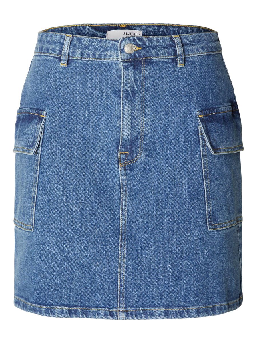 Selected DENIM CARGO MINI SKIRT, Blue Denim, highres - 16092643_BlueDenim_001.jpg