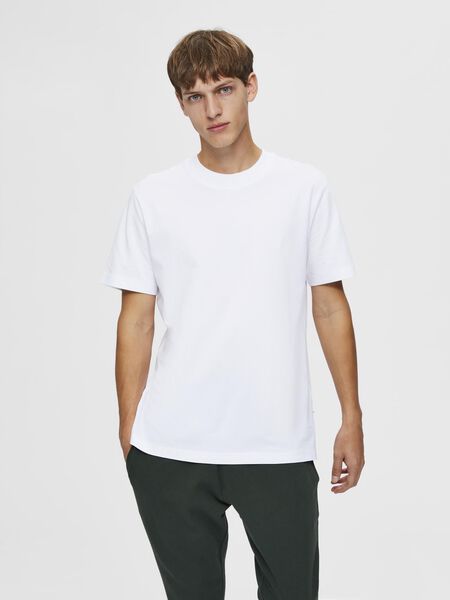 Selected MANCHES COURTES T-SHIRT, Bright White, highres - 16077385_BrightWhite_003.jpg