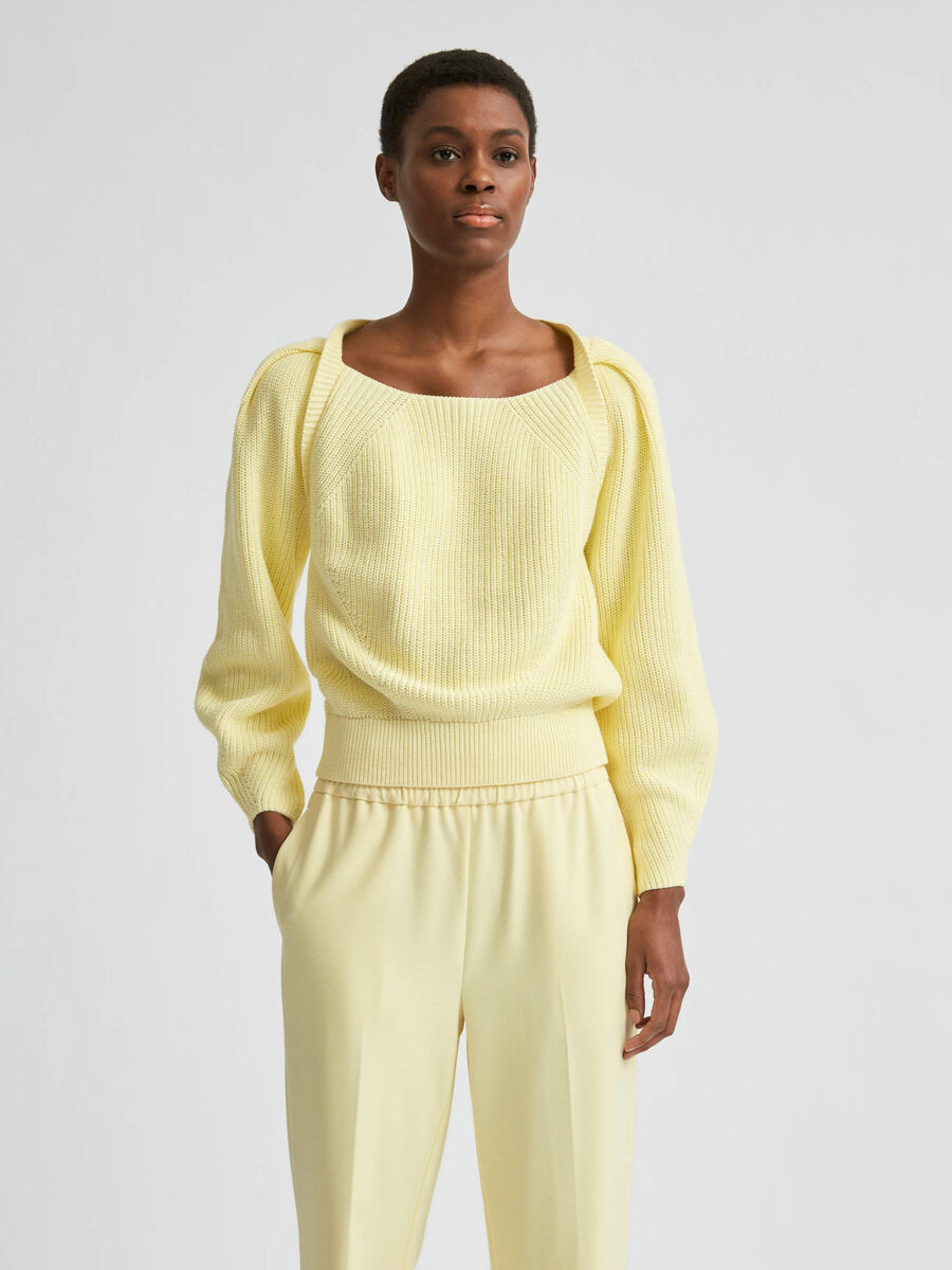 Selected BALLOON SLEEVE - JUMPER, Pastel Yellow, highres - 16076835_PastelYellow_003.jpg