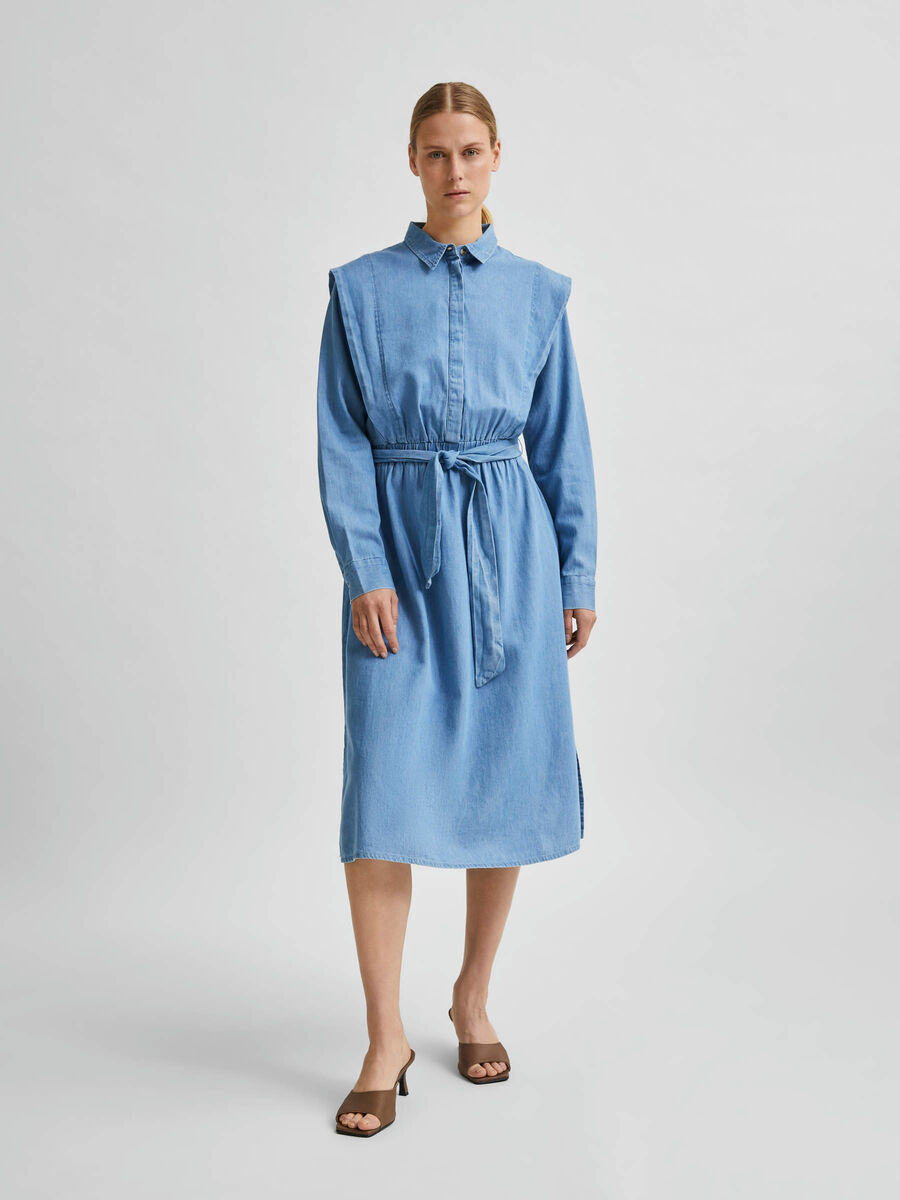 Selected BELTED SHIRT DRESS, Medium Blue Denim, highres - 16079622_MediumBlueDenim_003.jpg