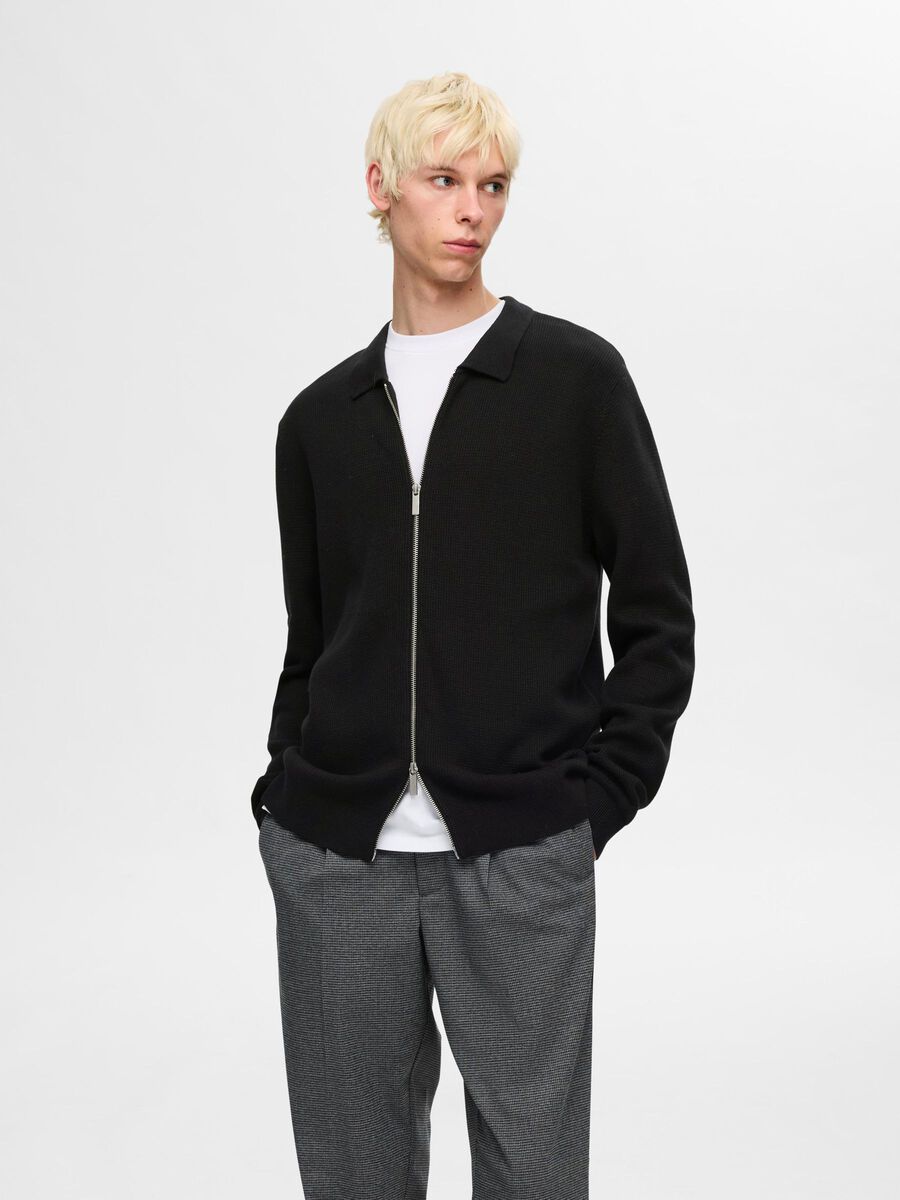 Selected STRIKKET CARDIGAN MED GLIDELÅS FORAN, Black, highres - 16094493_Black_003.jpg