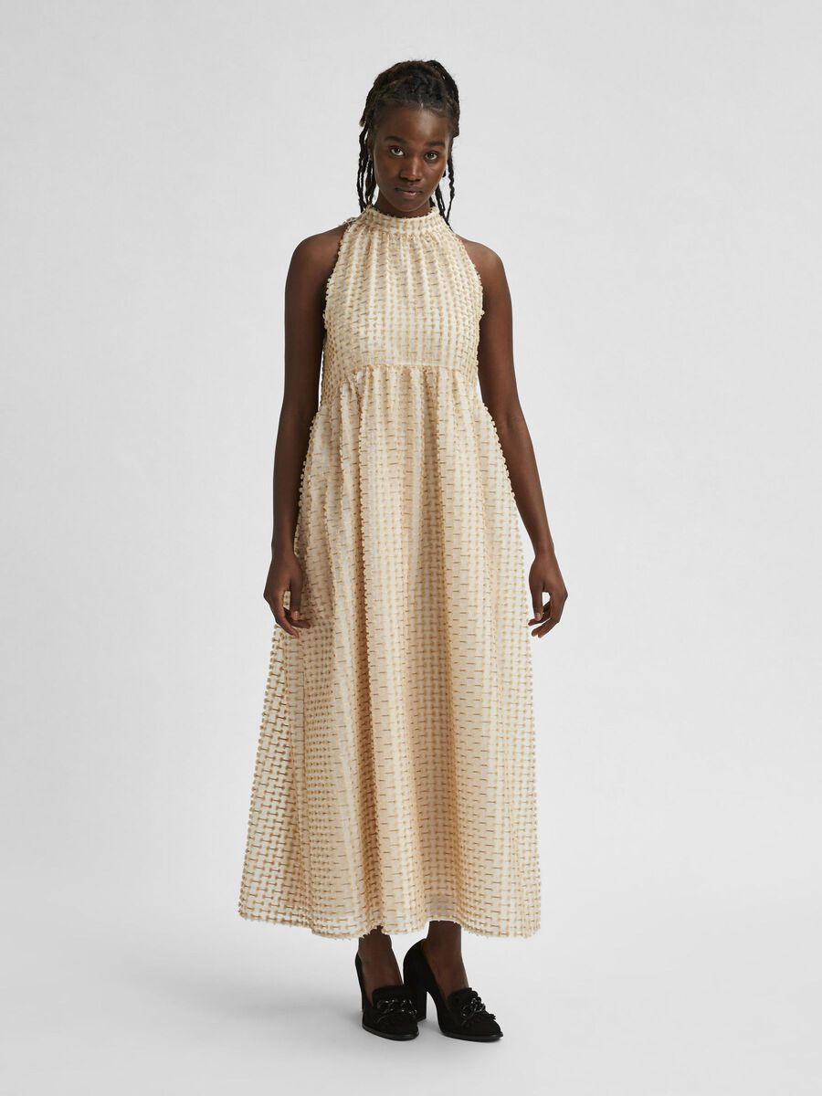 Selected TEXTURED SLEEVELESS MAXI DRESS, White, highres - 16078493_White_003.jpg
