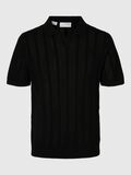 Selected 100% COTTON KNITTED POLO SHIRT, Black, highres - 16096390_Black_001.jpg