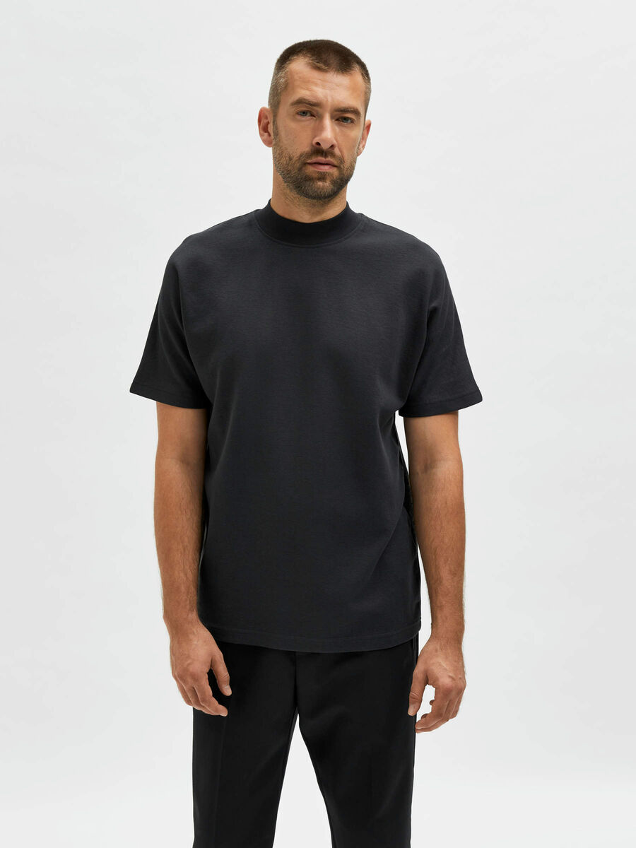 Selected COL ROULÉ T-SHIRT, Jet Black, highres - 16081953_JetBlack_003.jpg