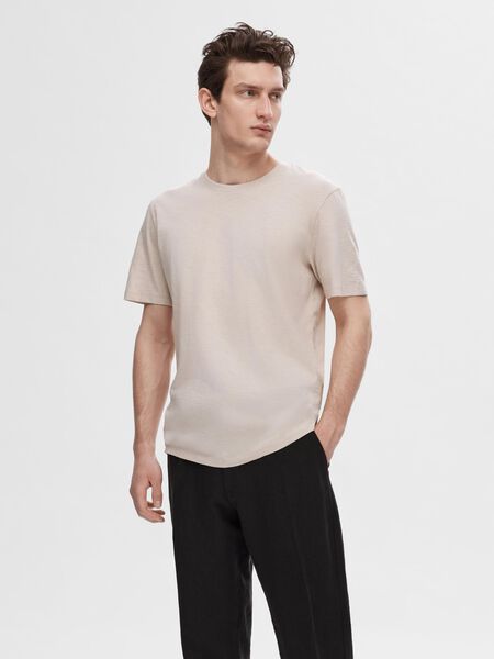 Selected FLAMMENGARN BAUMWOLL T-SHIRT, Oatmeal, highres - 16092508_Oatmeal_003.jpg