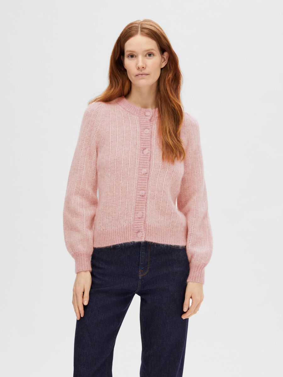 Selected MANCHES LONGUES CARDIGAN EN MAILLE, Pink Nectar, highres - 16092267_PinkNectar_1082176_003.jpg
